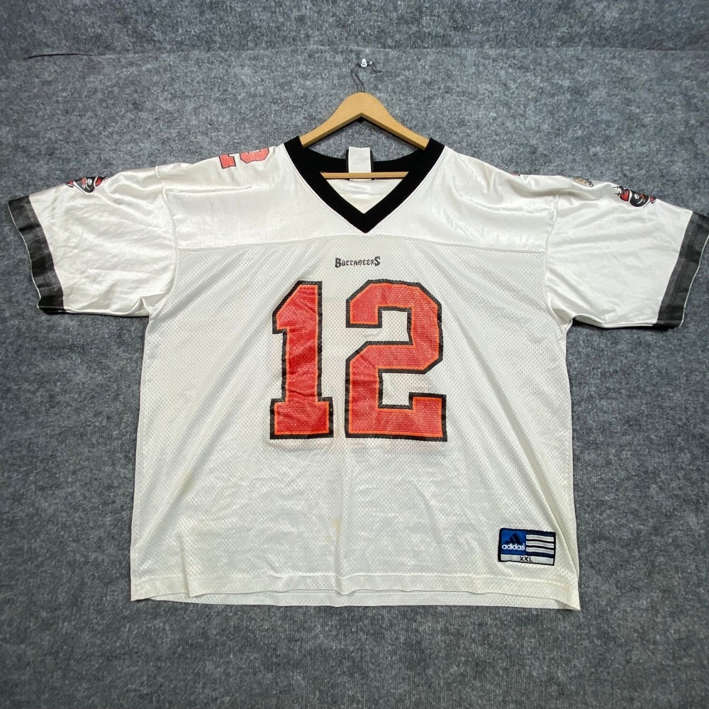 Vintage Adidas Tampa Bay Buccaneers Jersey Mens XXL White NFL Football #12 Mesh